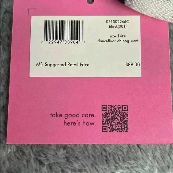 Kate Spade Dance Floor Oblong Scarf in Black/White NWT - Picture 3 of 5